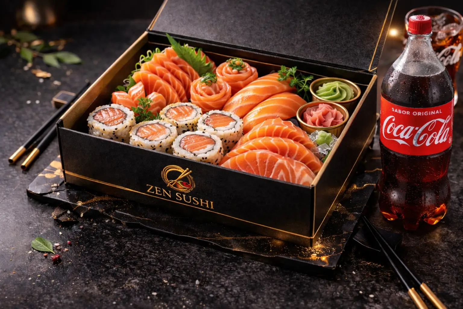 Combinado Salmão - 16 Peças (Premium) + Coca Cola 1L